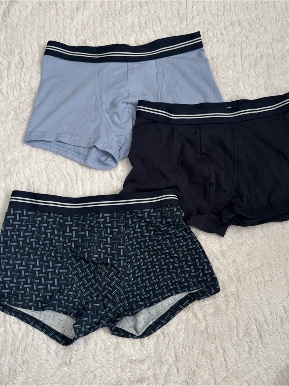Primark Boxer Brief 3-Pack - Light Blue, Black & Patterned Navy